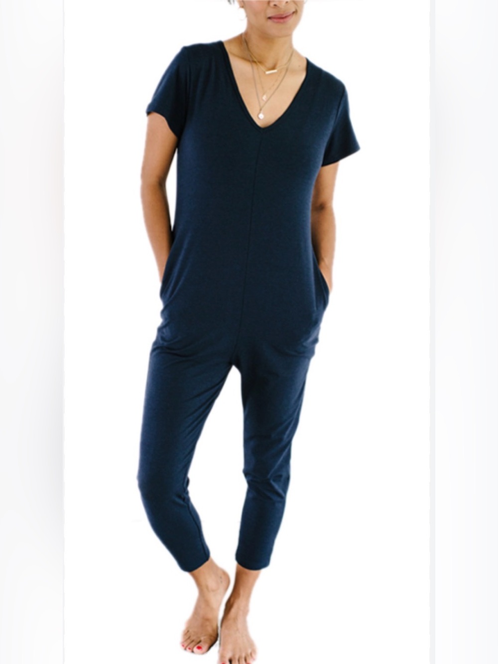 Smash + Tess Sunday Romper Short-Sleeve Scoop-Neck Jumpsuit Size L